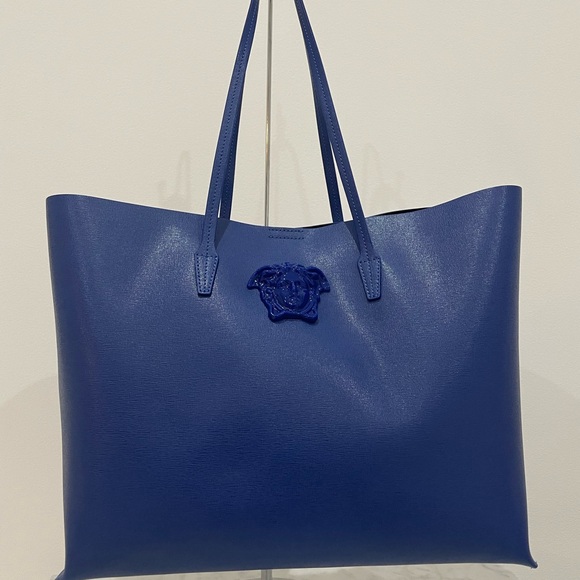 Versace Handbags - Versace Blue Texture Leather Handbag/Tote 
Rare! Sold Out! Brand New! Dust Bag!